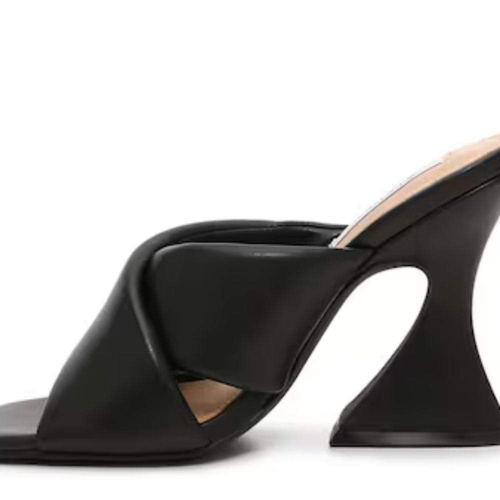 Steven New York Women's Black Leather Open Toe Baga Heel Sandal Size 7.5 - Picture 4 of 8